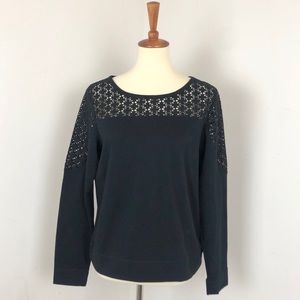 Express | Crochet Lace Crew Neck Sweatshirt